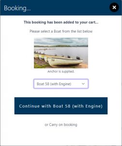 A screenshot showing how members can book boats via Clubmate.