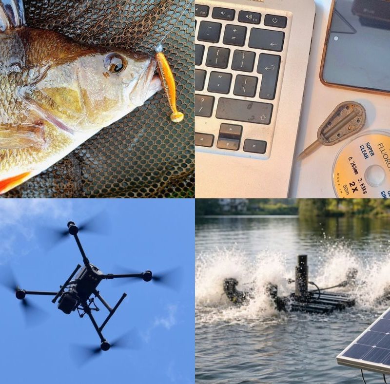 a selection of images depicting modern fishing tech