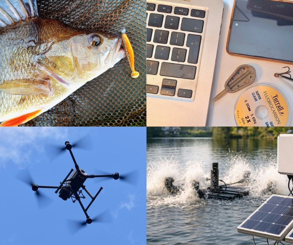a selection of images depicting modern fishing tech